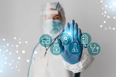 Healthcare innovation concept with futuristic medical devices
