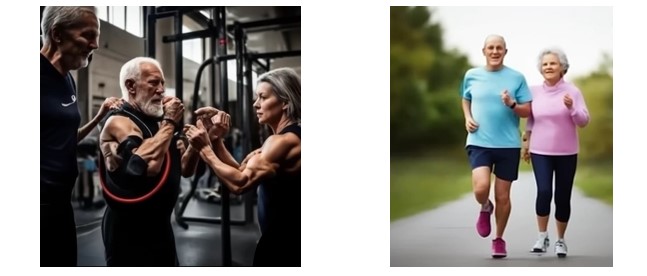 Senior adult engaging in exercise as part of healthspan extension