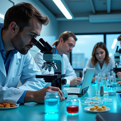 Laboratory technician performing GMP analytical testing for drug quality assurance