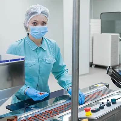 Quality assurance technician performing product analysis