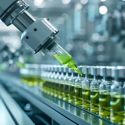 Injection of raw materials into a scalable pharma batch