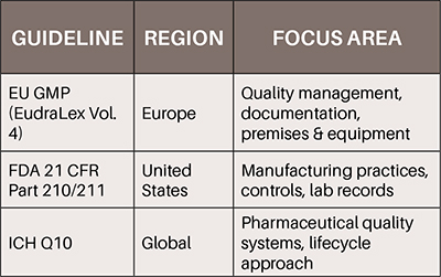 Close-up of GMP compliance checklist in pharmaceutical manufacturing