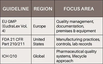 Close-up of GMP compliance checklist in pharmaceutical manufacturing