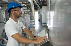 Futuristic factory with fully integrated digital manufacturing systems