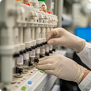 Cell sample being purified using chromatography techniques