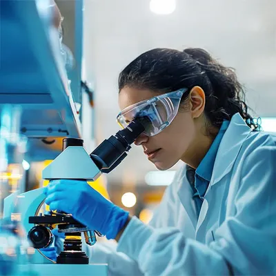 Futuristic graphic depicting advancements in clinical trial technologies and trends for 2025